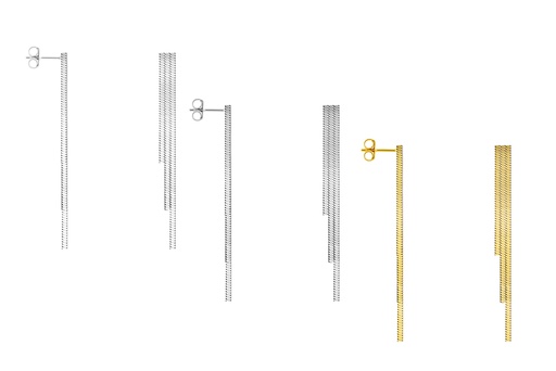 Sterling silver with three tiered snake chains earring