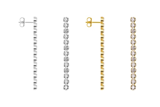 Sterling silver 2mm zirconita riviere earring