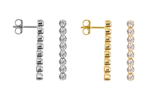 Sterling silver 2mm zirconia riviere earring