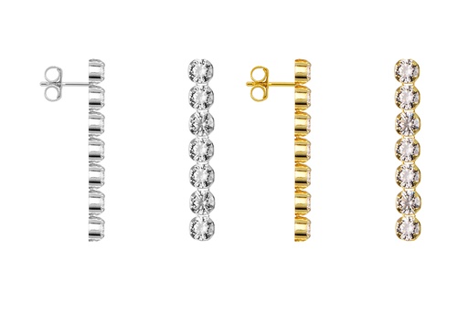 Sterling silver 3mm zirconia riviere earring