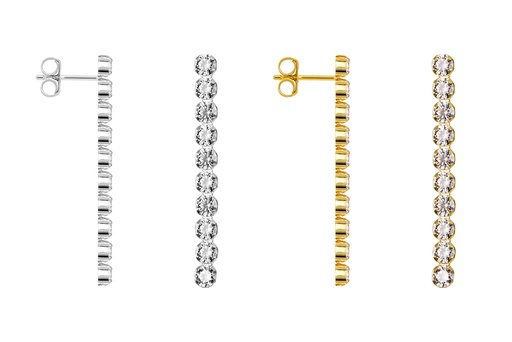 Sterling silver 3mm zirconia riviere earring
