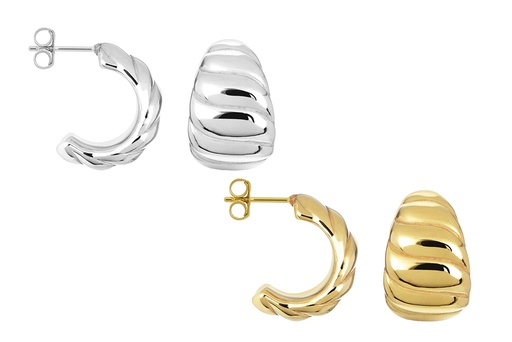 Sterling silver  electroform ribbed hoop earrings