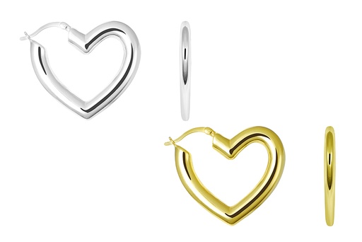 Pendiente plata 925 aro corazón electroform