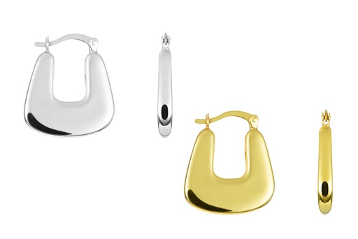 Sterling silver electroform flat hoop earring