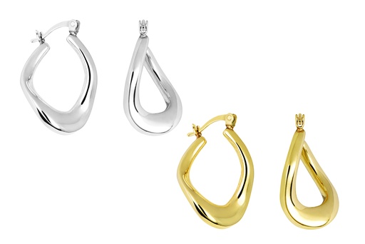 Sterling silver half-twist irregular hoop earring