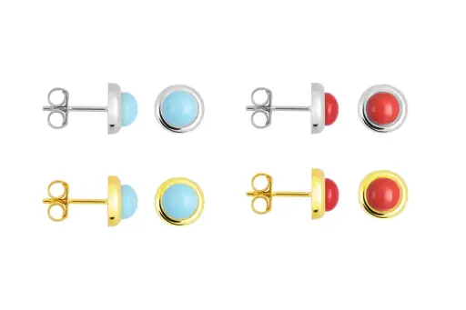 Pendiente plata 925 bola piedra natural de 3mm