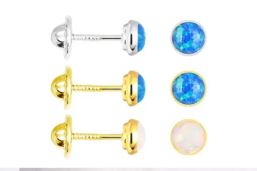 Sterling silver 4mm natural stone earring