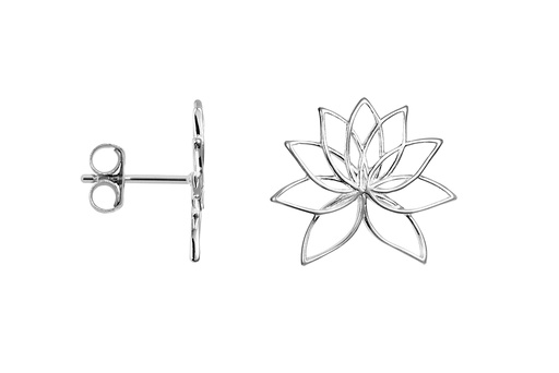 [18321EPL] Pendiente plata 925 flor de loto