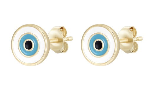 [18327EEMXDO] Sterling silver multicolor enamel evil eye earring