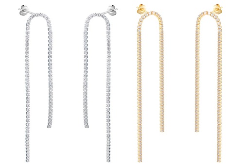 Sterling silver long rivière-style earring