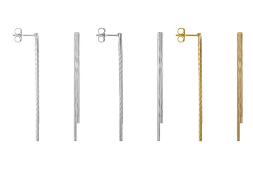 Pendiente plata 925 dos cadenas snake