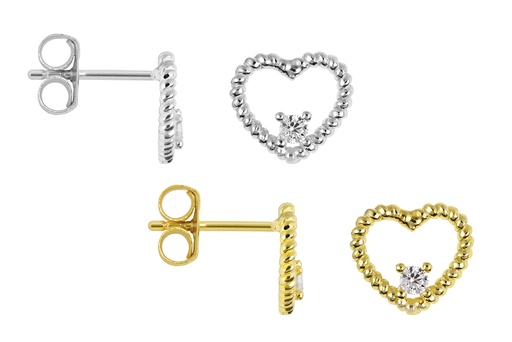 Pendiente plata 925 corazón 7x8mm