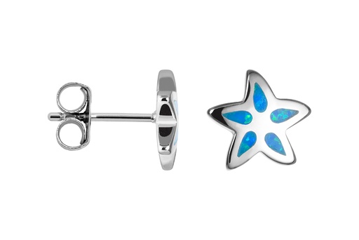[18408EGOPRD] Sterling silver blue opal starfish earring