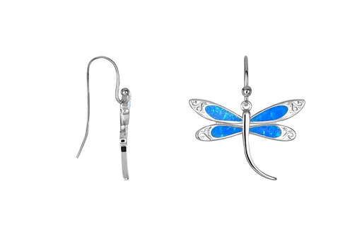 [18446EGOPRD] Pendiente plata 925 libélula 17x22mm opalo azul
