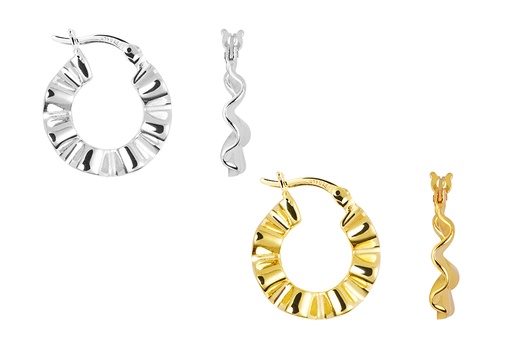 Sterling silver wavy design hoop earring