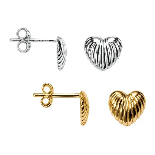 Pendiente plata 925 corazón gallonado 7x8mm