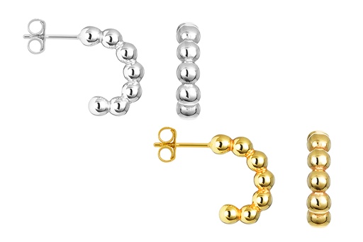 Pendiente plata 925 aro bolas de 4 mm