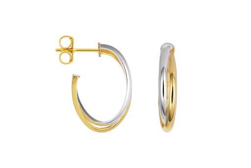 [18497EPLDO] Sterling silver two tone hoop earring