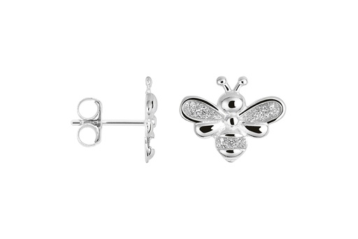 [18503EPL] Pendiente plata 925 abeja 10x12mm acabado glitter