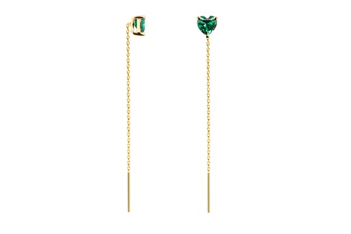 [18536EZESDO] Sterling silver thread chain with 5x5mm heart-shaped cubic zirconia earring