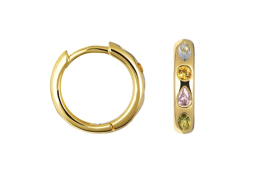 [18549EZMXDO] Pendiente plata 925 aro con zirconitas multicolor