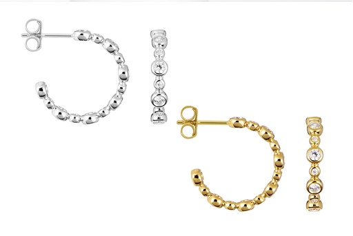 Sterling silver mix zirconia shape hoop earring