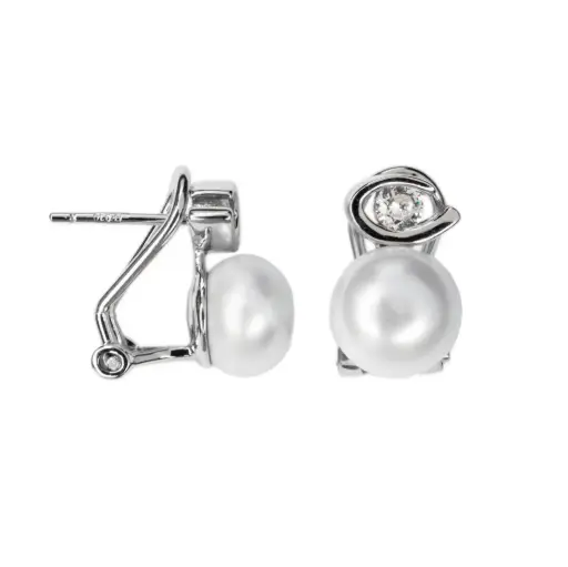 [18609EPBLRD] Pendiente plata 925 tu y yo con zirconita 3mm