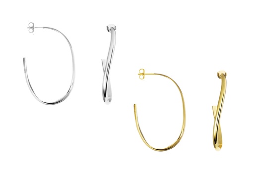 Sterling silver twisted tape hoop earring 2mm