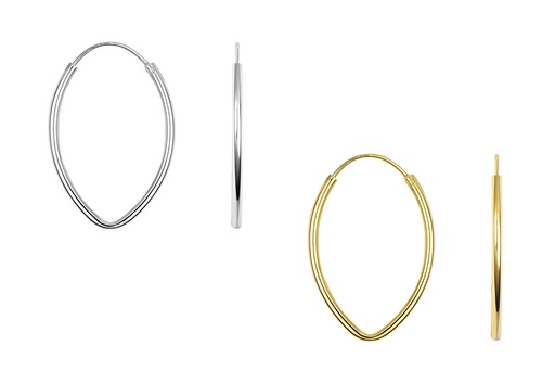 Sterling silver 2 mm oval hoop earring