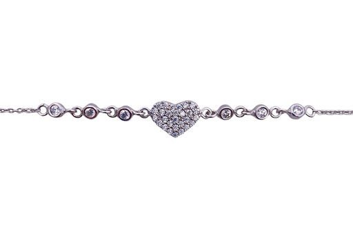 [057340001ZBL] Sterling silver zirconia heart bracelet