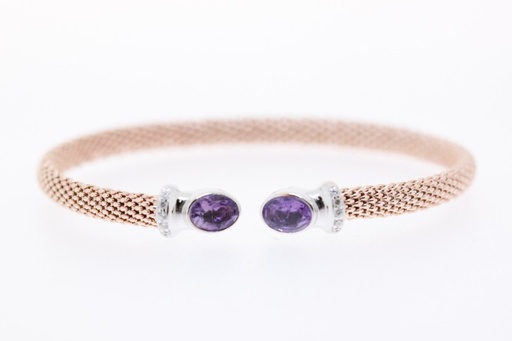 Pulsera rigida plata baño piedra semi preciosa cz