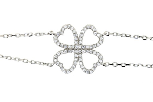 Pulsera plata 925 microsetting zirconita trebol