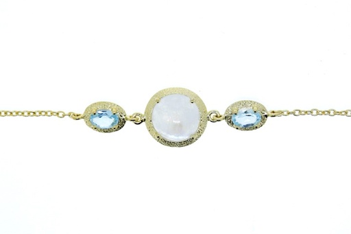 [69020170000] Pulsera plata 925 p. luna arco iris y topacio azul