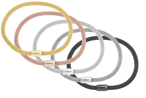 Pulsera plata cadena de bolas y cierre magnetico