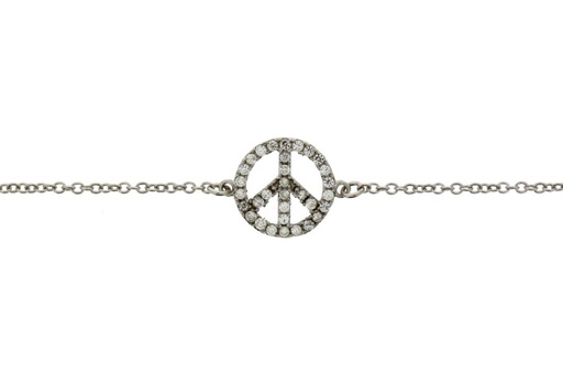 Silver 925 bracelet peace symbol cz