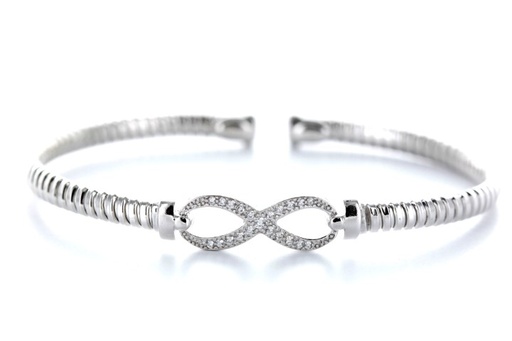 Silver 925 bangle tubogas style infinity cz