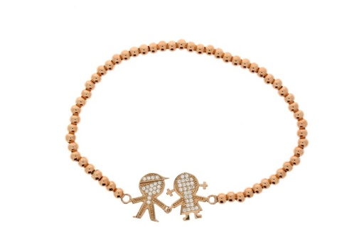 Silver 925 elastic cz boy and  16cm rose gold plated