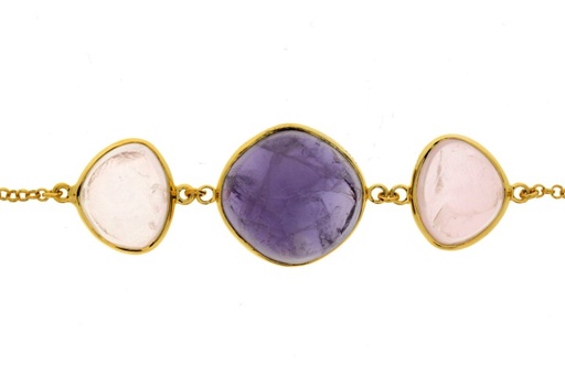 [07616P170000] Pulsera plata 925 amatista y cuarzo rosa