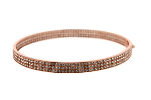 Pulsera brazalete plata 925 zirconita 3 lineas