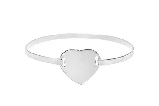 Brazalete esclava plata 925 con placa corazon