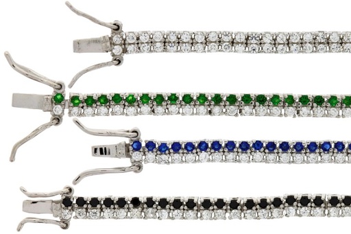 Pulsera plata 925 riviere cz redonda 2lineas 1.5mm