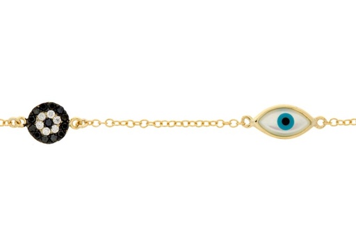 [08691P162WNE] Pulsera plata 925 ojo turco cz