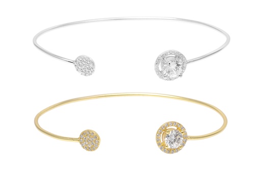 Brazalete plata 925 zirconita abierto