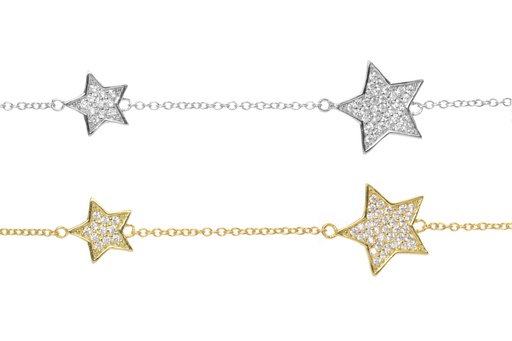 Silver 925 cz star bracelet