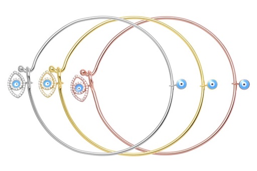 Brazalete plata 925 rigido ojo turco cz