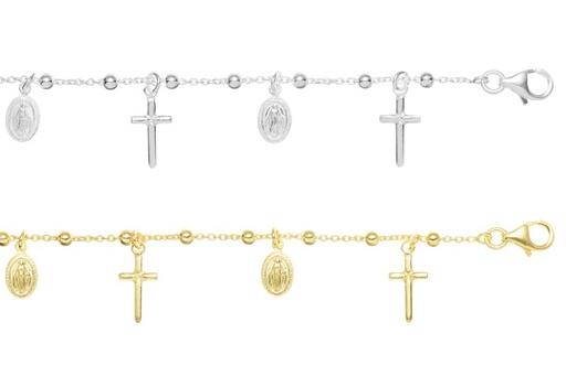 [08934P1600DO] Silver 925 virgin & cross brac 16+5cm sterling silver
