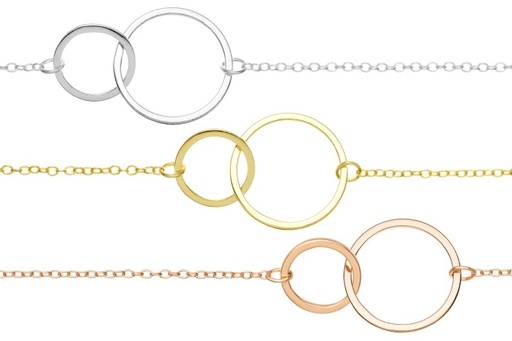 Silver 925 two circles bracele 16+5cm sterling silver