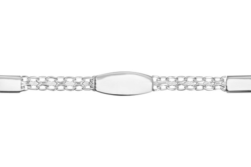 [0911101800PL] Sterling silver bismark chain id bracelet with 3 engravable plates
