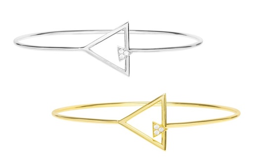 Brazalete plata 925 zirconita triangulo abierto