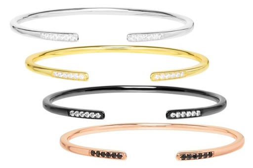 Brazalete plata 925 zirconita abierto